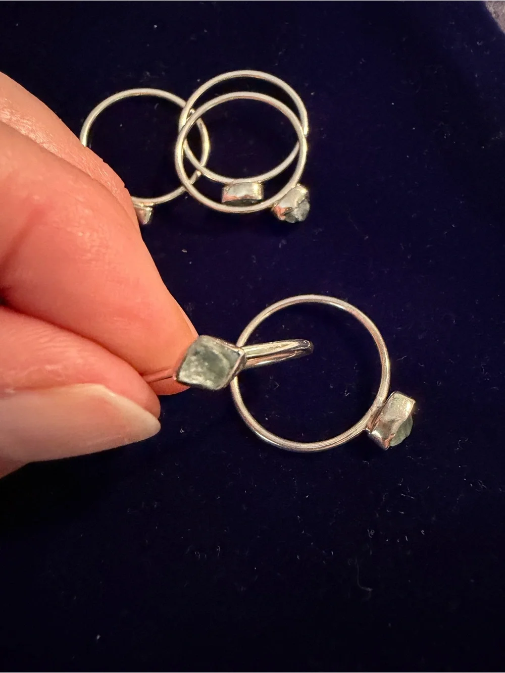 Sterling Silver Aquamarine Stacked Band Ring - Blue
